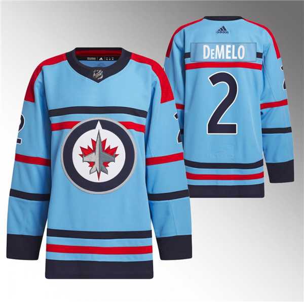 Men%27s Winnipeg Jets #2 Dylan DeMelo Light Blue Anniversary Primegreen Stitched Jersey Dzhi